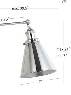 JONATHAN Y 7" Chrome Classic Industrial Metal Adjustable Arm LED Wall Sconce